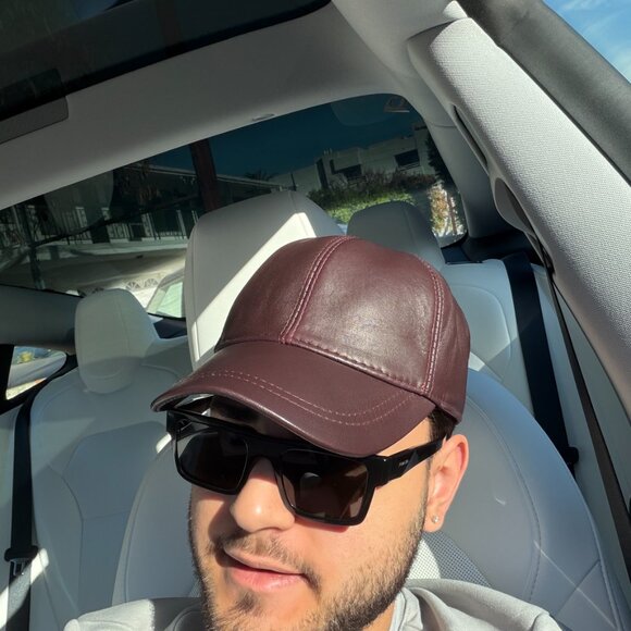 Burgundy Genuine Leather Cap Leather Baseball Cap Handmade Leather Cap Unisex - Picture 5 of 8